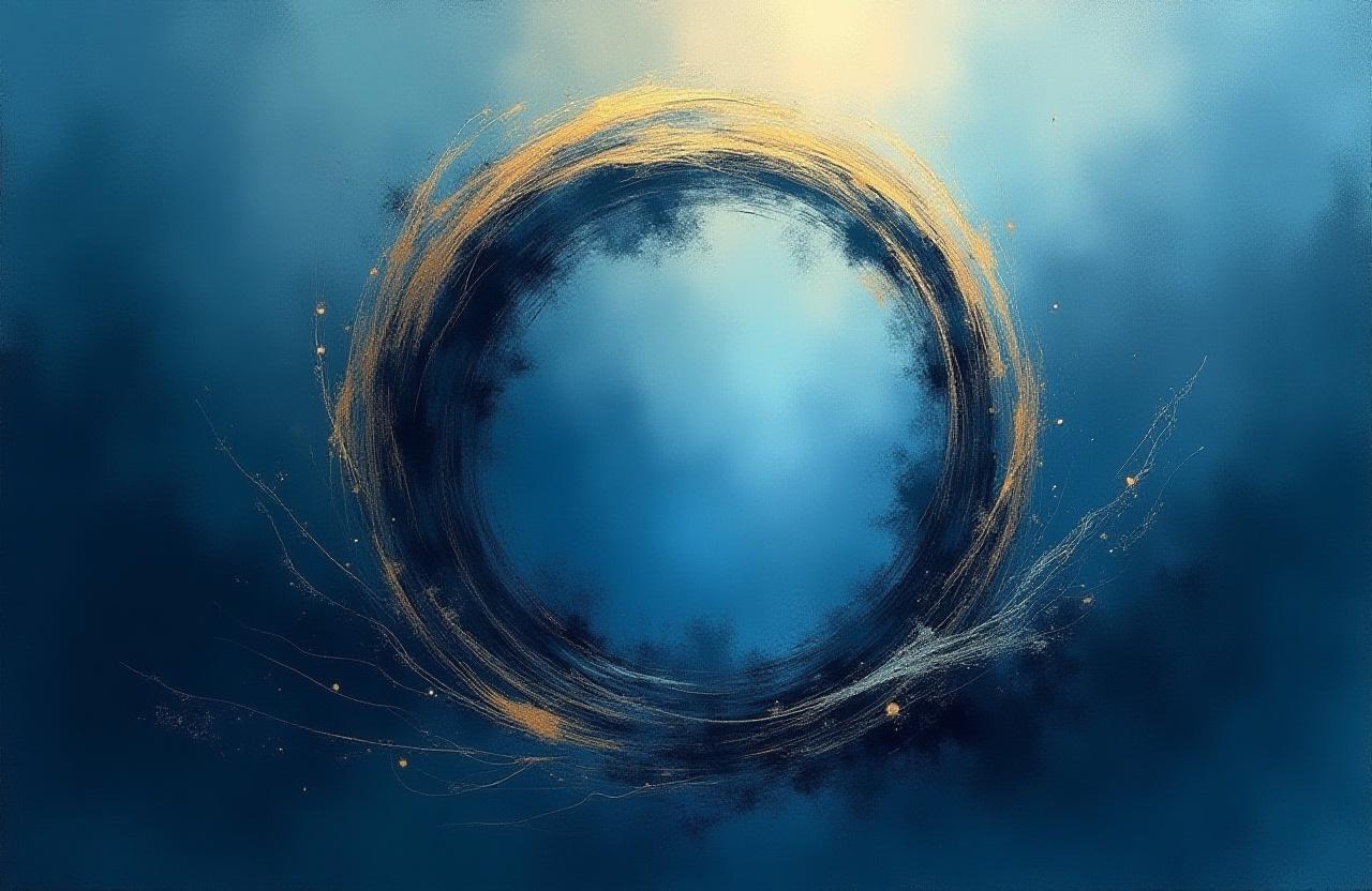 円相を描く筆の軌跡を表現した抽象的な背景画像